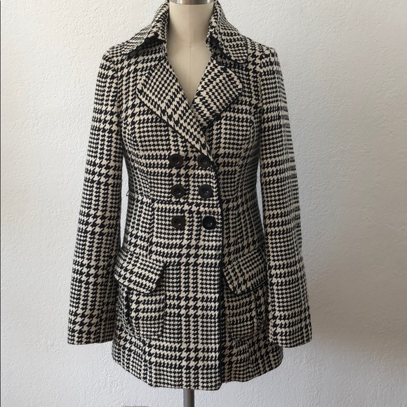 Vintage Jackets & Blazers - Vintage houndstooth tweed retro mod 60s style twiggy coat jacket S